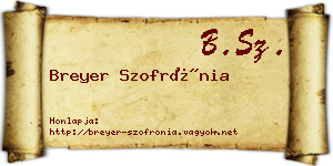 Breyer Szofrónia névjegykártya